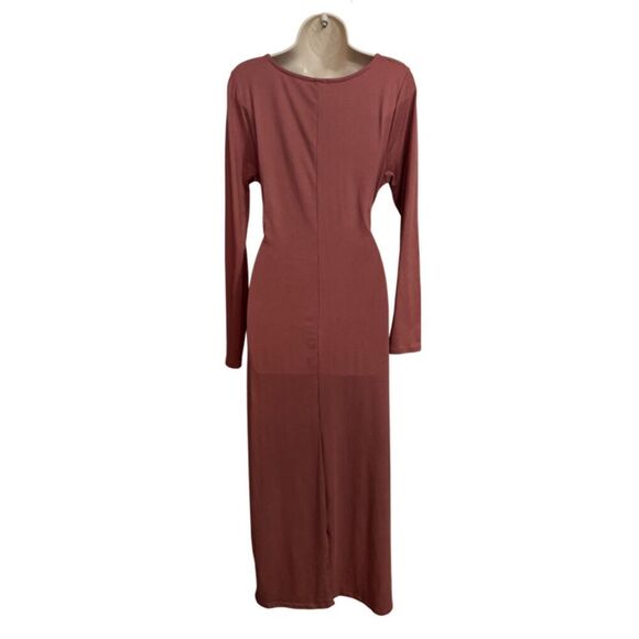 Roolee Mauve Tie Front Long Sleeve Maxi Dress - Picture 7 of 13
